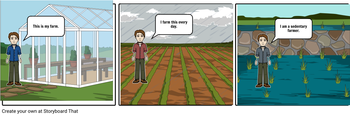 Sedentary Farmer - Cartoon (1164x385), Png Download