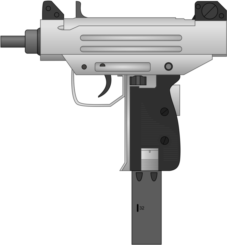 Silver Micro Uzi By Makatoons On Deviantart - Mini Uzi Png (894x894), Png Download