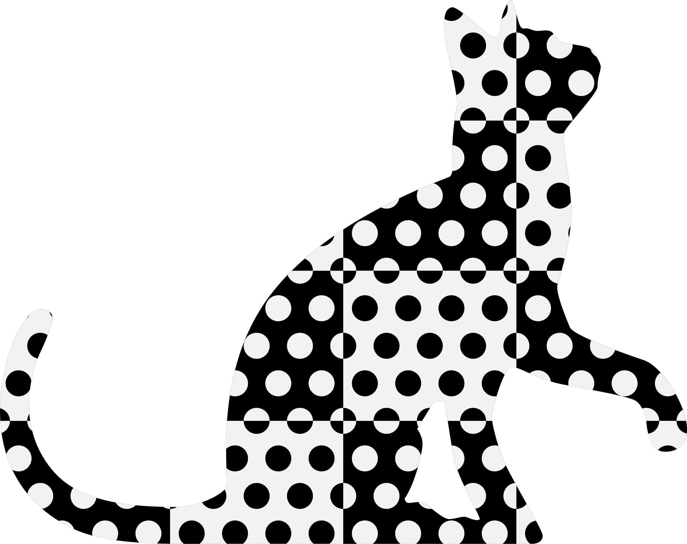 This Free Icons Png Design Of Chequered Dotted Cat (2400x1898), Png Download