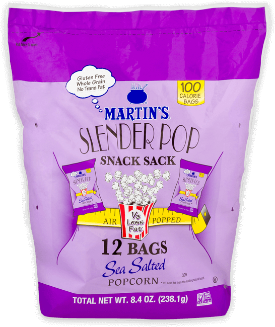 Martin's Slender Pop Sea Salted Popcorn Sack - Martin's Slender Pop Sea Salted Popcorn - 9.5 Oz. (2 (740x834), Png Download