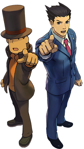 Ace Attorney And Ace Investigator Join Forces - Nintendo 3ds Layton Vs. Wright (360x490), Png Download