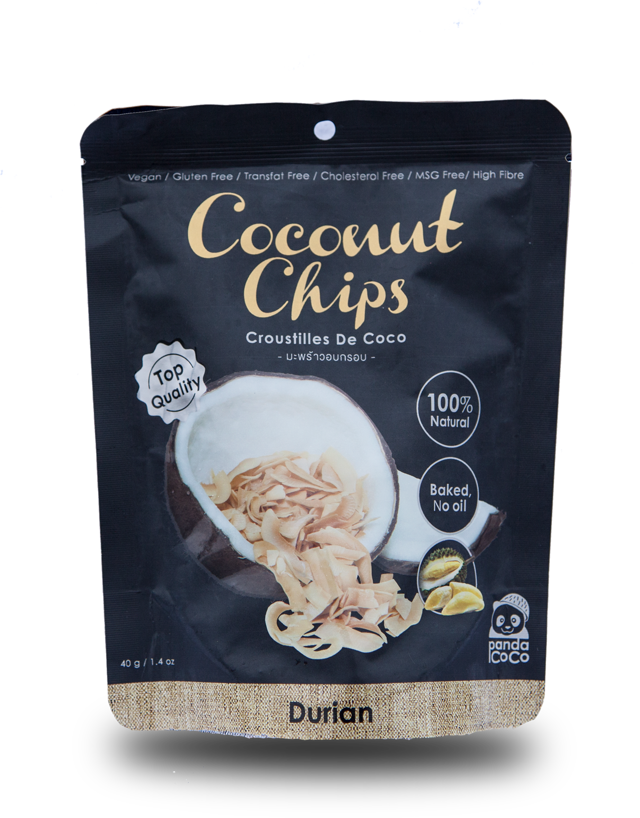 Panda Coco Durian Coconut Chips - Coconut (1278x1872), Png Download