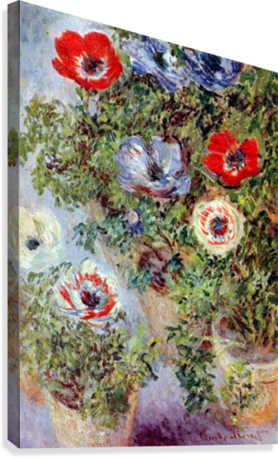 Still Life With Anemones By Monet Canvas Print - Claude Monet Still Life Anemones (310x511), Png Download