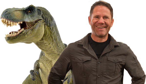 Steve Backshall And A T-rex - Deadly Dinosaurs With Steve Backshall (640x360), Png Download