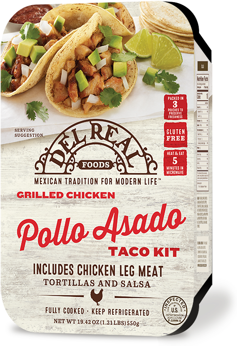 Pollo Asado Taco Kit - Del Real Seasoned Shredded Beef - 16 Oz Tray (473x684), Png Download
