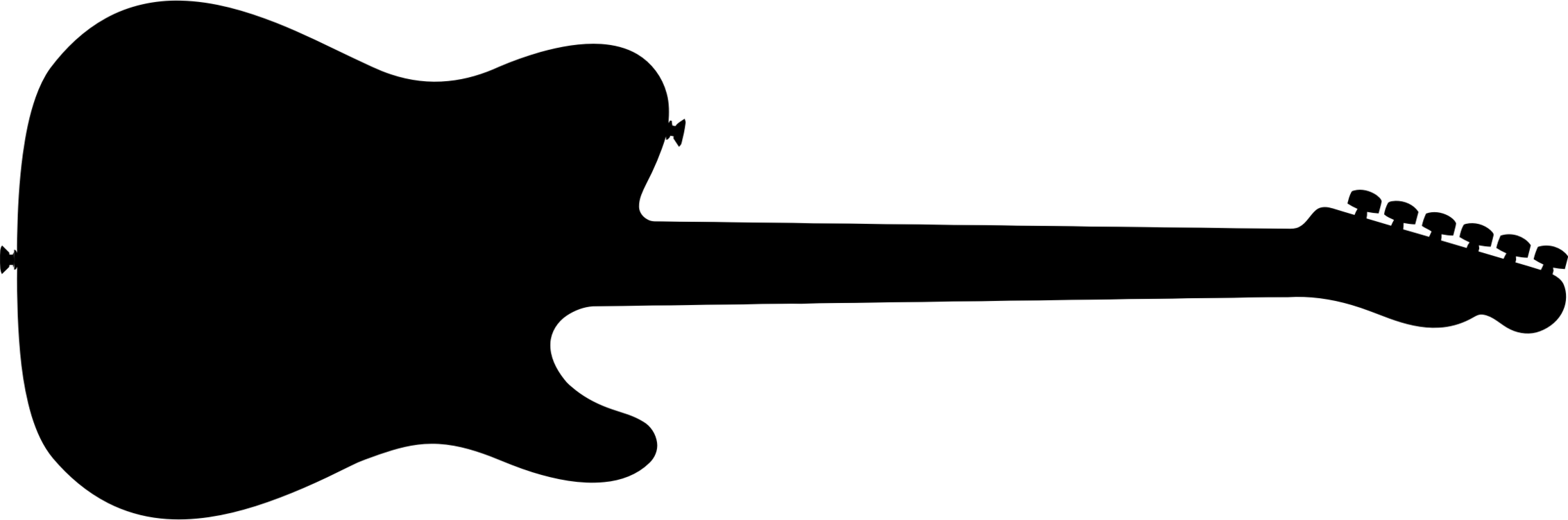 Electric Guitar Drawing Silhouette Musical Instruments - Guitar Silhouette Png (2260x750), Png Download