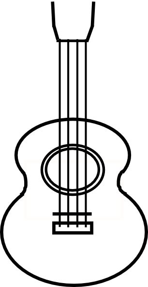 Ukulele Vector Outline - Ukulele Clipart Black And White (306x592), Png Download