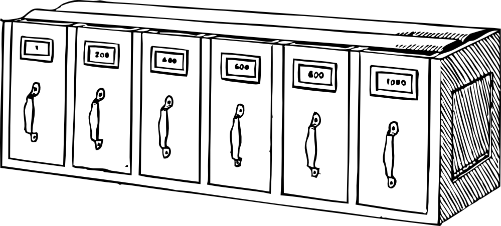 Horizontal Document Trays Black White Line Art 999px - Locker Map Sunny Hills High School (999x451), Png Download