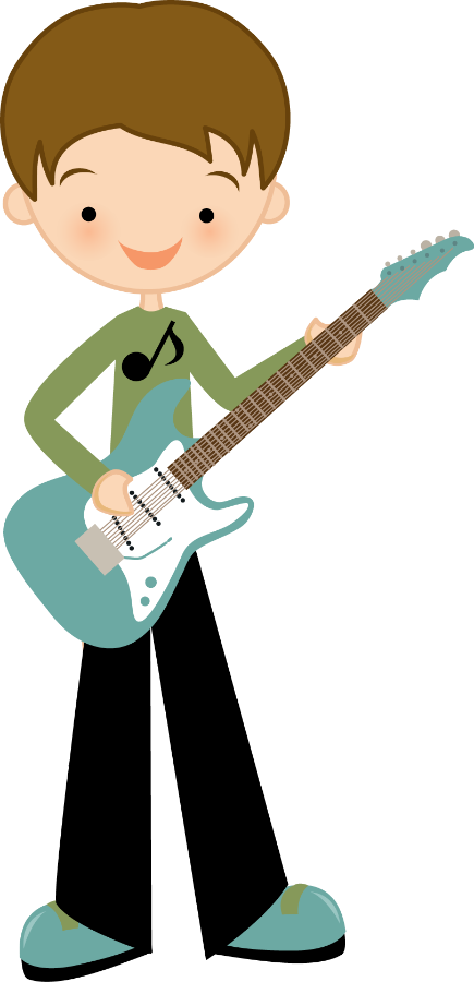 Guitar Clipart Boy - Boy Playing Guitar Clipart (435x900), Png Download