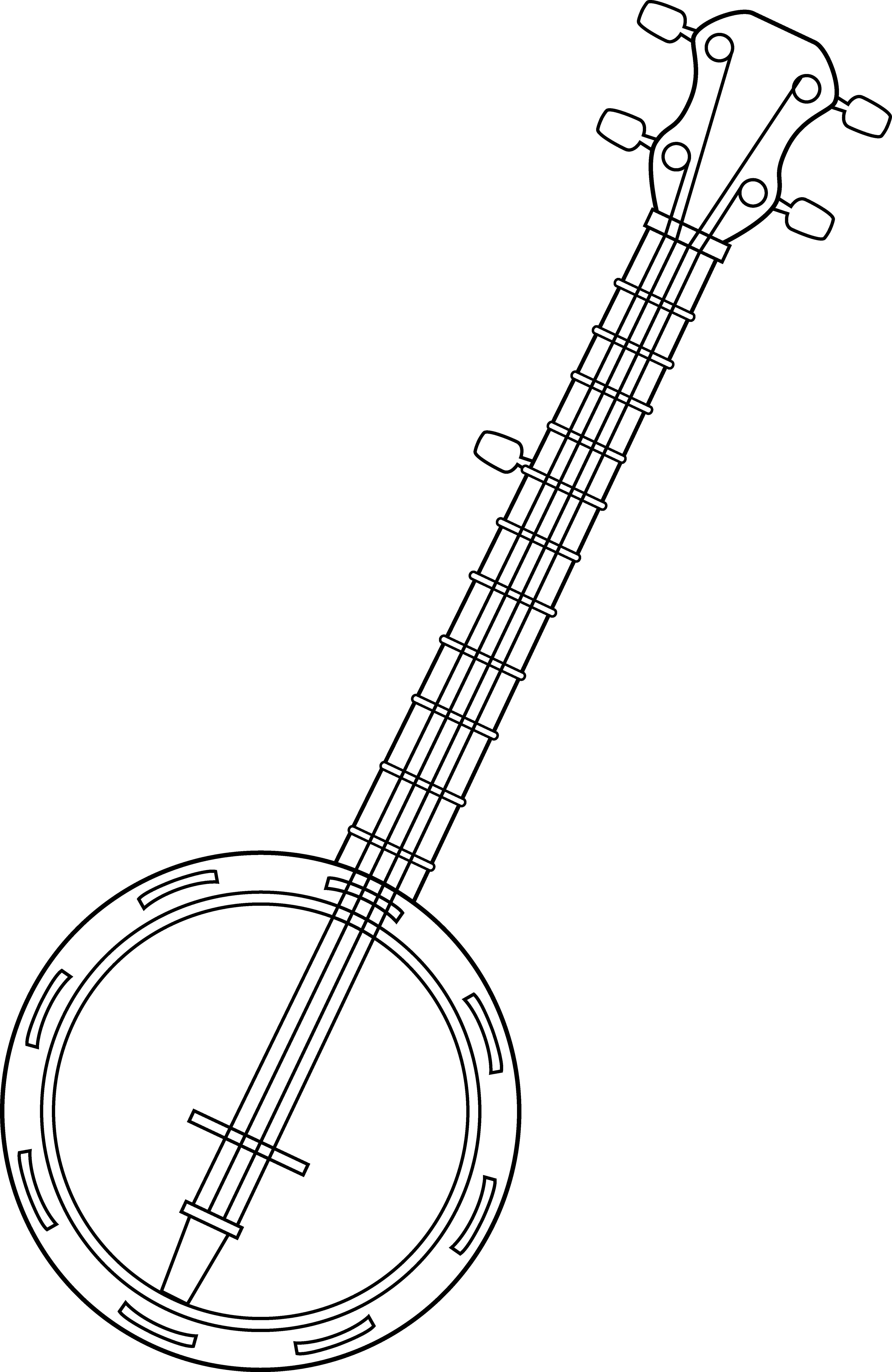 Banjo Colorable Line Art Free Clip Coloring - Clip Art (4643x7139), Png Download