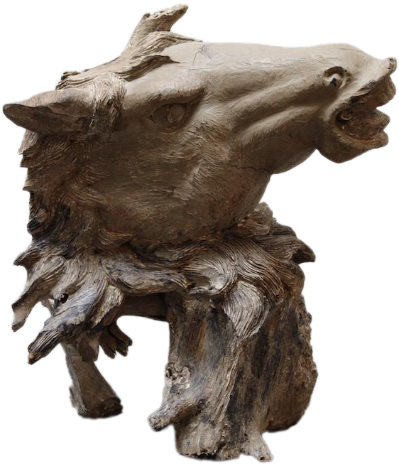 Hand Carved Bust Of Horse Head In Teak (683x1024), Png Download