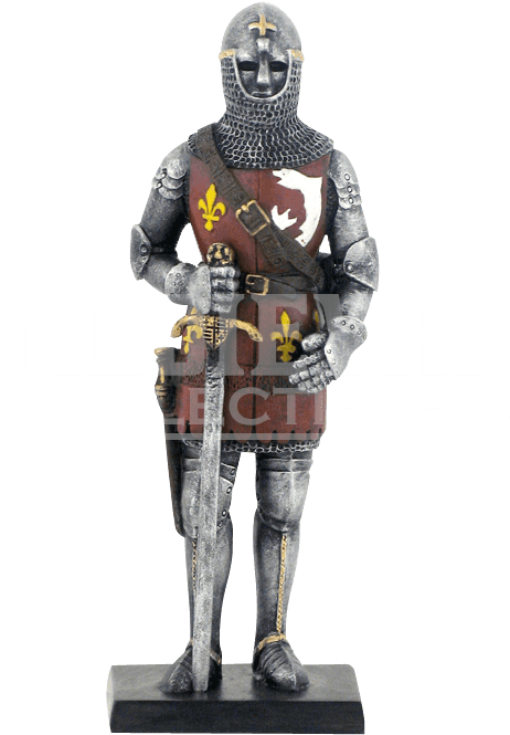 Armored Knight With Chainmail Coif Helmet And Sword (697x697), Png Download