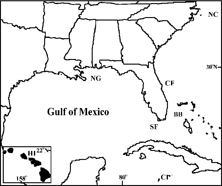 Sampling Locations For Wahoo From North (714x599), Png Download