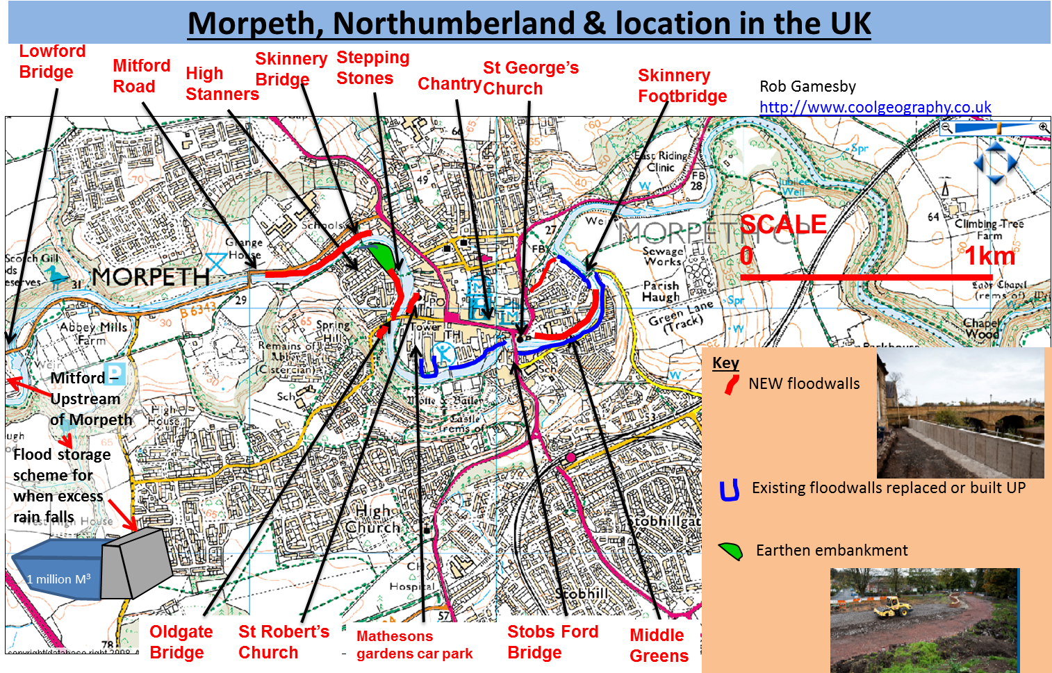Further Details Of The Flood Defence Works In Morpeth (1556x988), Png Download