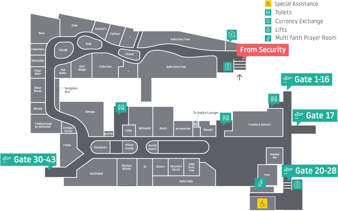 Airside Departure Lounge Map (1158x736), Png Download