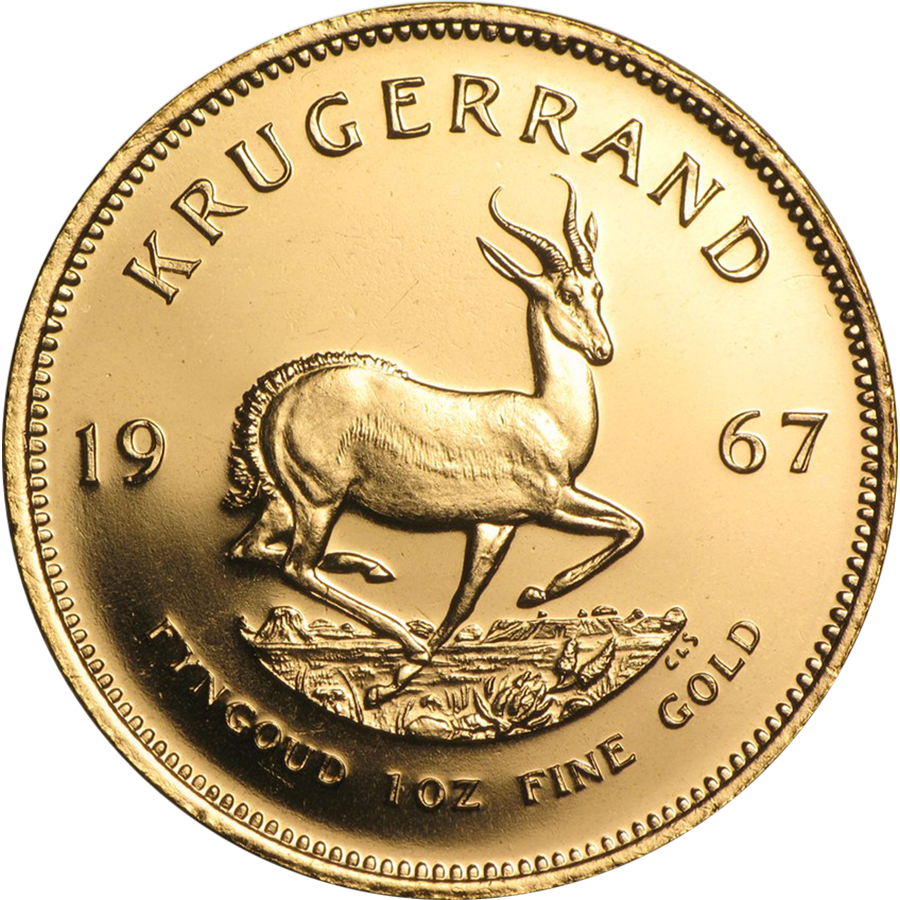 Pre-owned 1967 South African Krugerrand 1oz Gold Coin (900x900), Png Download