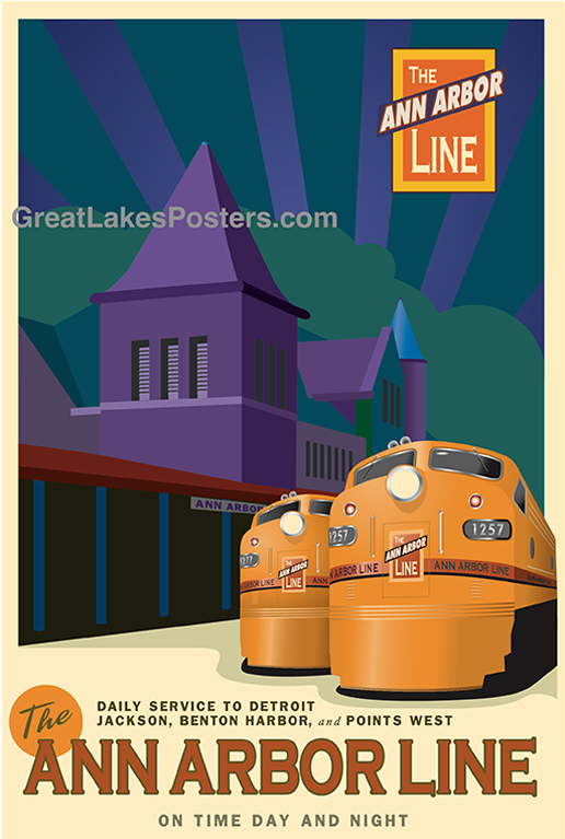 Great Lakes Posters Ann Arbor Train Line Poster (766x766), Png Download