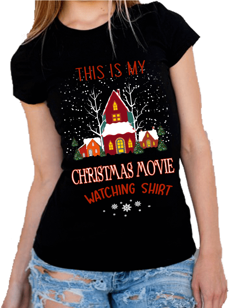 "this Is My Christmas Movie Watching Shirt" Christmas (877x1024), Png Download