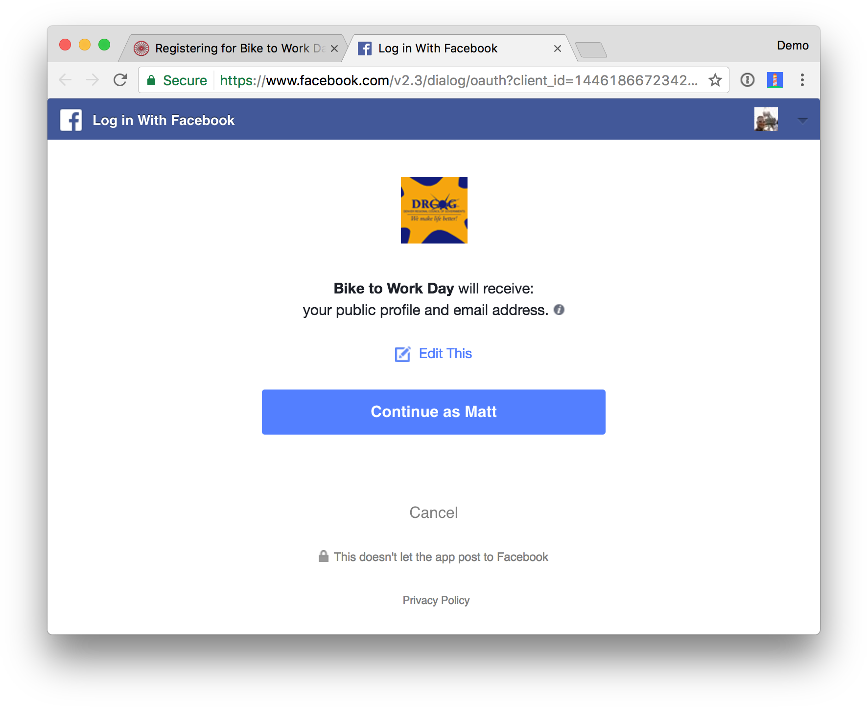 Facebook oauth