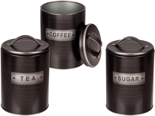 Set Of 3 Tea Sugar Coffee Floral Print Ceramic Storage (640x480), Png Download