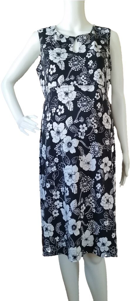 Liz Lange Maternity Black & White Floral Print Shift (476x1024), Png Download