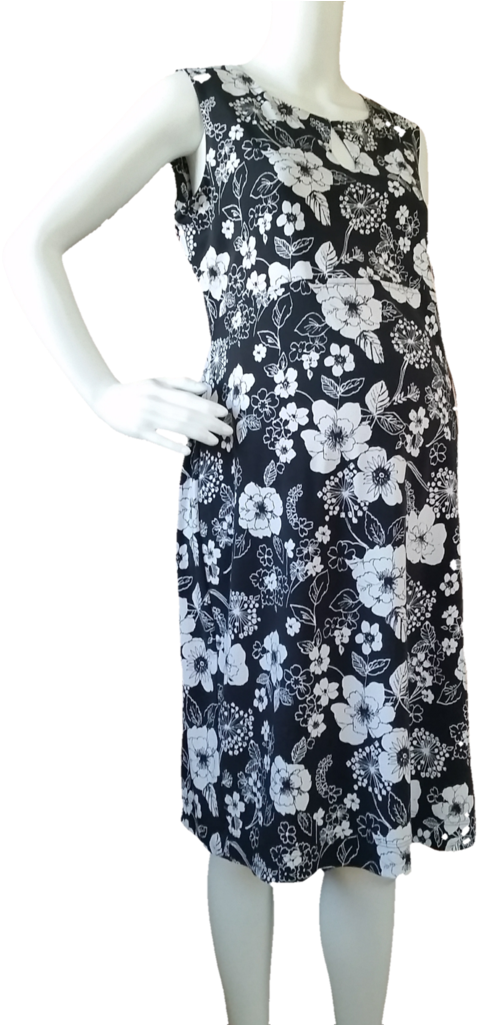 Liz Lange Maternity Black & White Floral Print Shift (506x1024), Png Download
