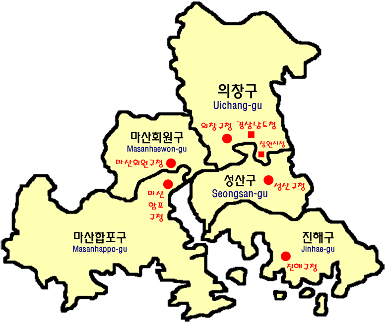 Changwon Local Areas Map (796x780), Png Download