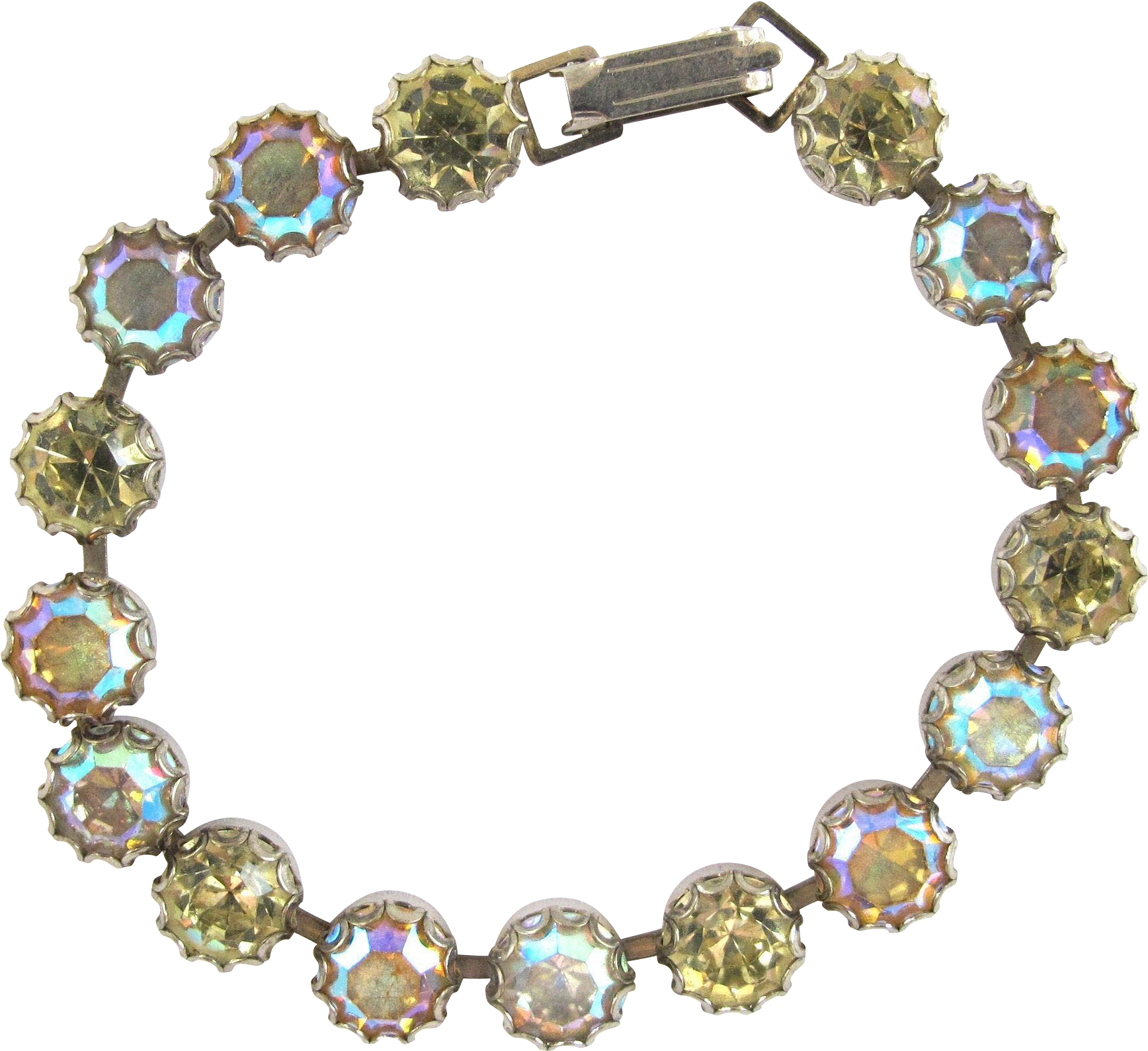 Weiss Yellow And Pink Aurora Borealis Rhinestone Bracelet (1735x1735), Png Download