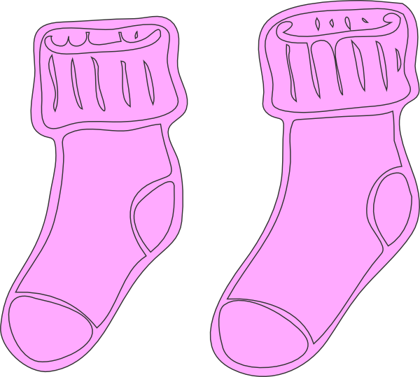 Pink Clipart Socks (600x539), Png Download