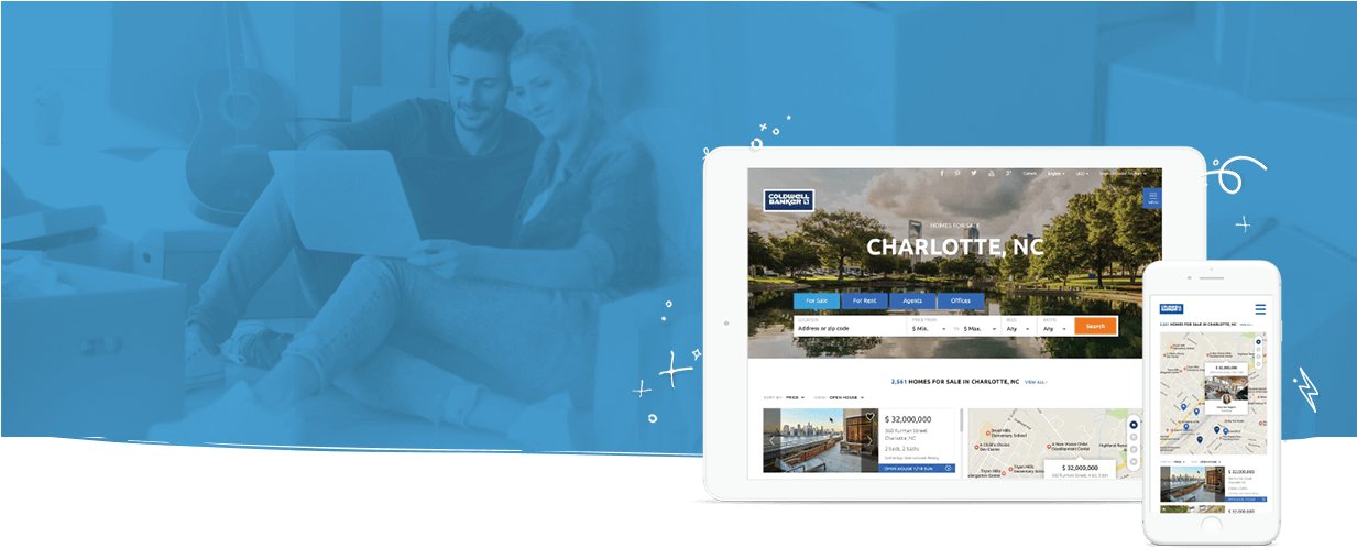 Coldwell Banker's Website On Screen Framed By Prospective (1232x550), Png Download