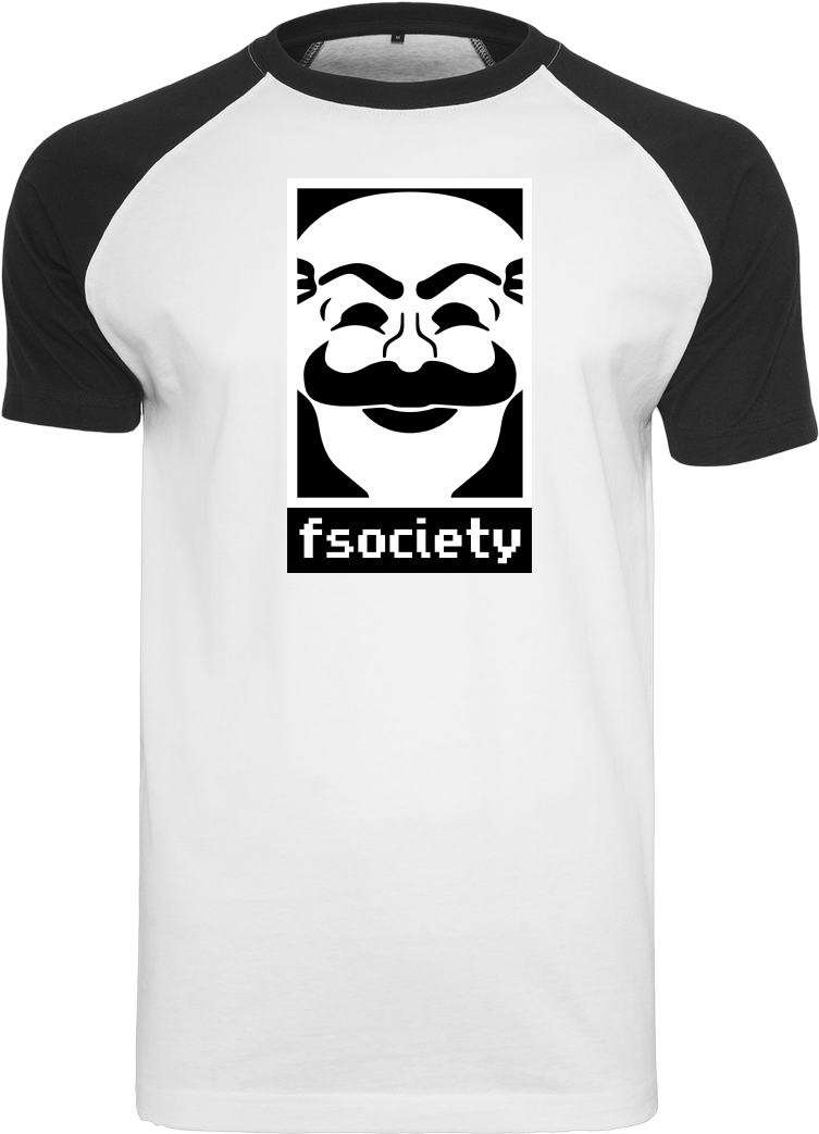 Lennart Fsociety T-shirt Raglan Tee White (1044x1044), Png Download