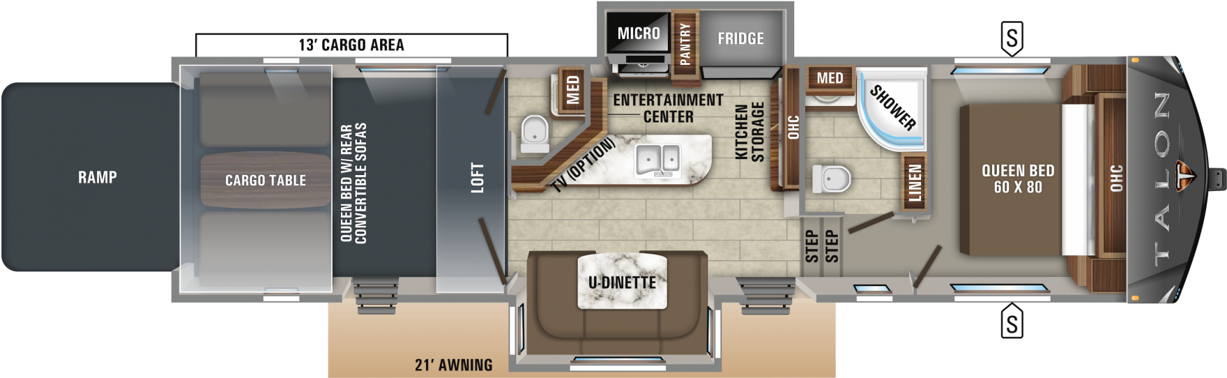 2019 Talon 413t Floorplan (1800x597), Png Download