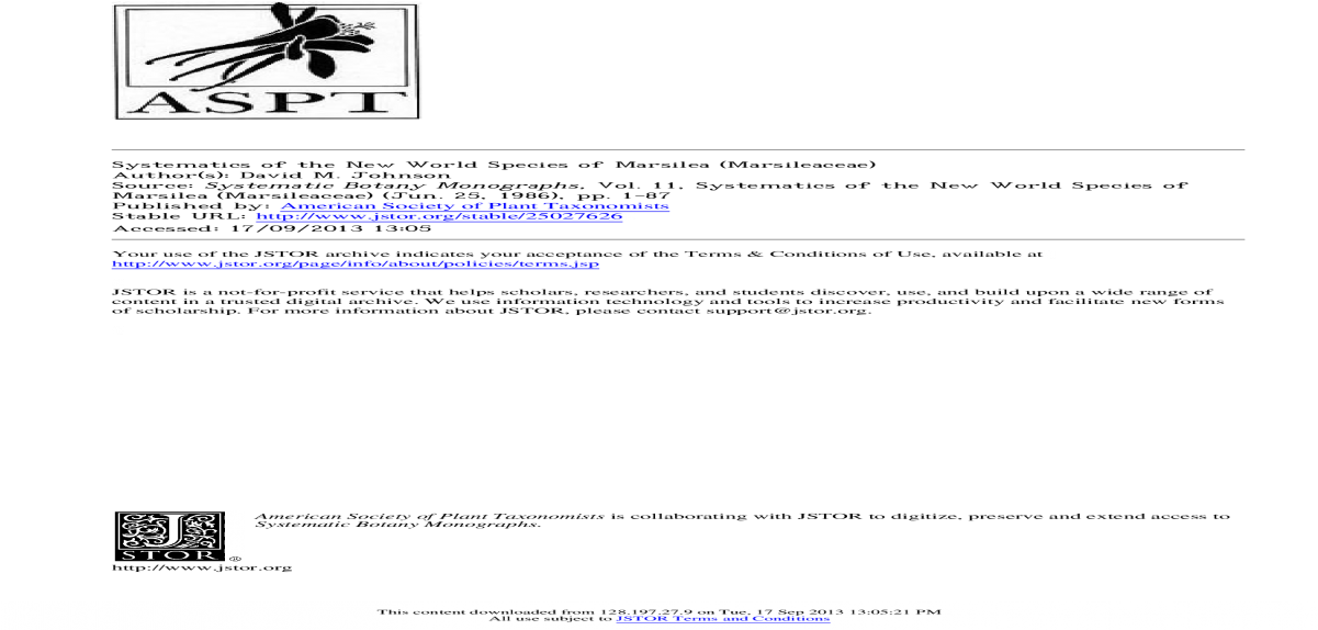 Systematics Of The New World Species Of Marsilea (1200x630), Png Download