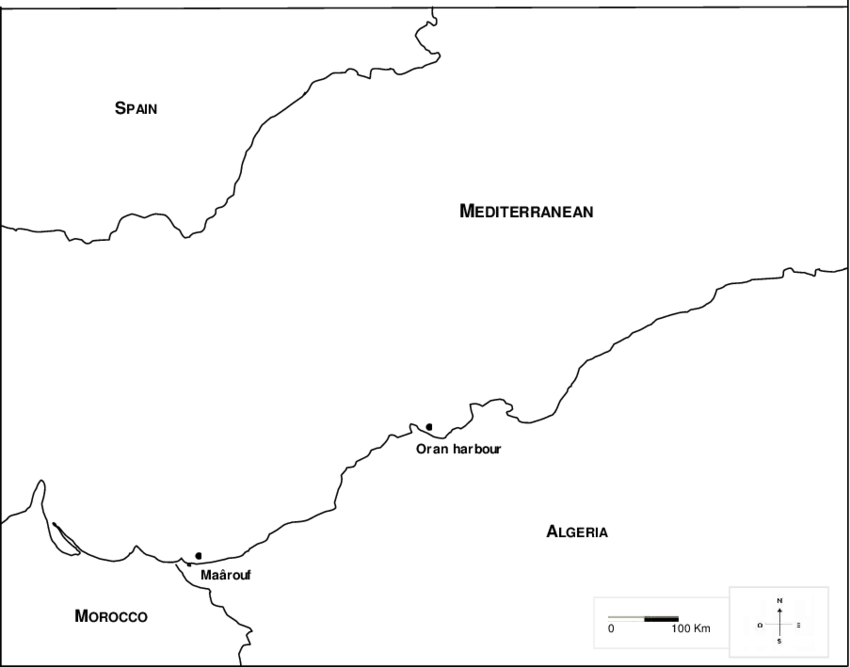 Sampling Sites Located Along The Algerian West Coast (850x667), Png Download