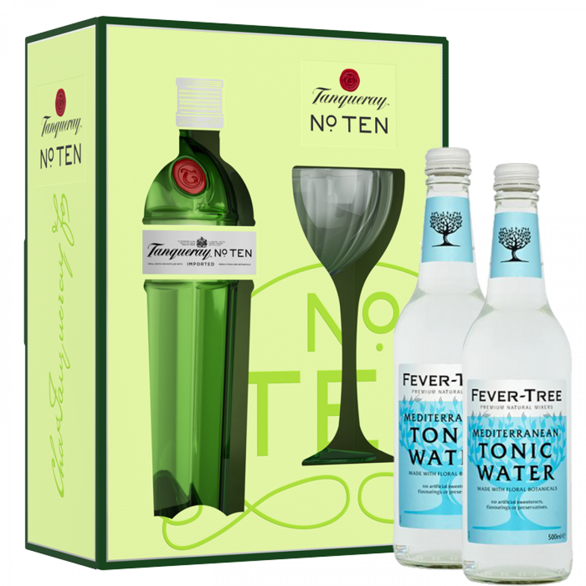 Tanqueray 10 Glass Pack 2 Free 500ml Fever Tree Tonic (1200x1200), Png Download