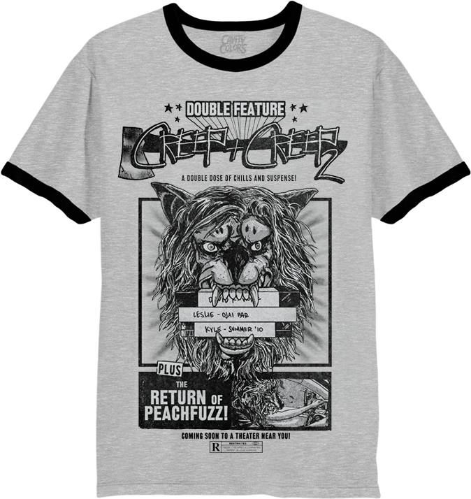 Double Feature Ringer T-shirt (828x758), Png Download