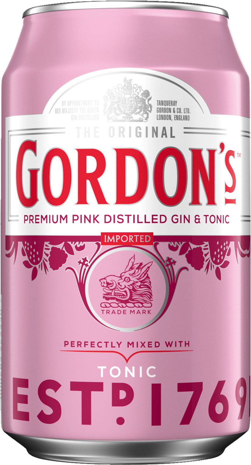 Gordon's Premium Pink Distilled Gin & Tonic 0,33l Bei (1600x1600), Png Download