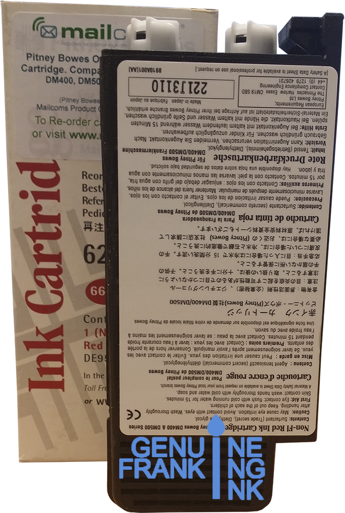 Pitney Bowes Genuine Original Dm500 Ink Red Ink Cartridge (1181x1181), Png Download