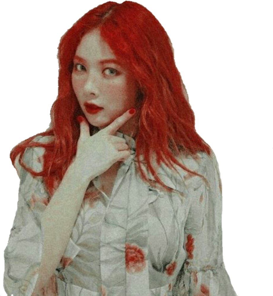 Red Red Hair Red Hyuna Hyuna Hyuna Aa Kimhyuna Sticker (1024x1003), Png Download
