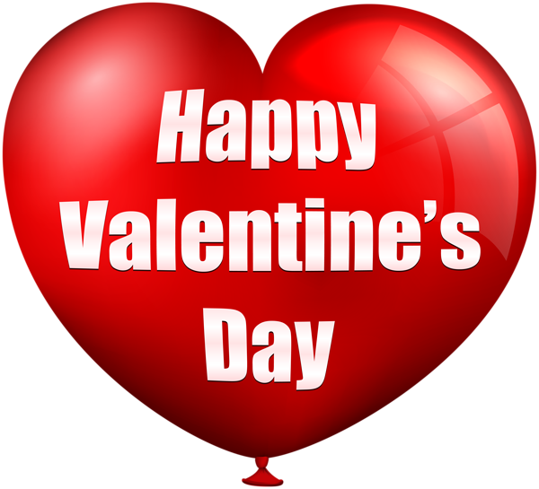 Happy Valentine's Balloon Red Transparent Png Image (600x545), Png Download