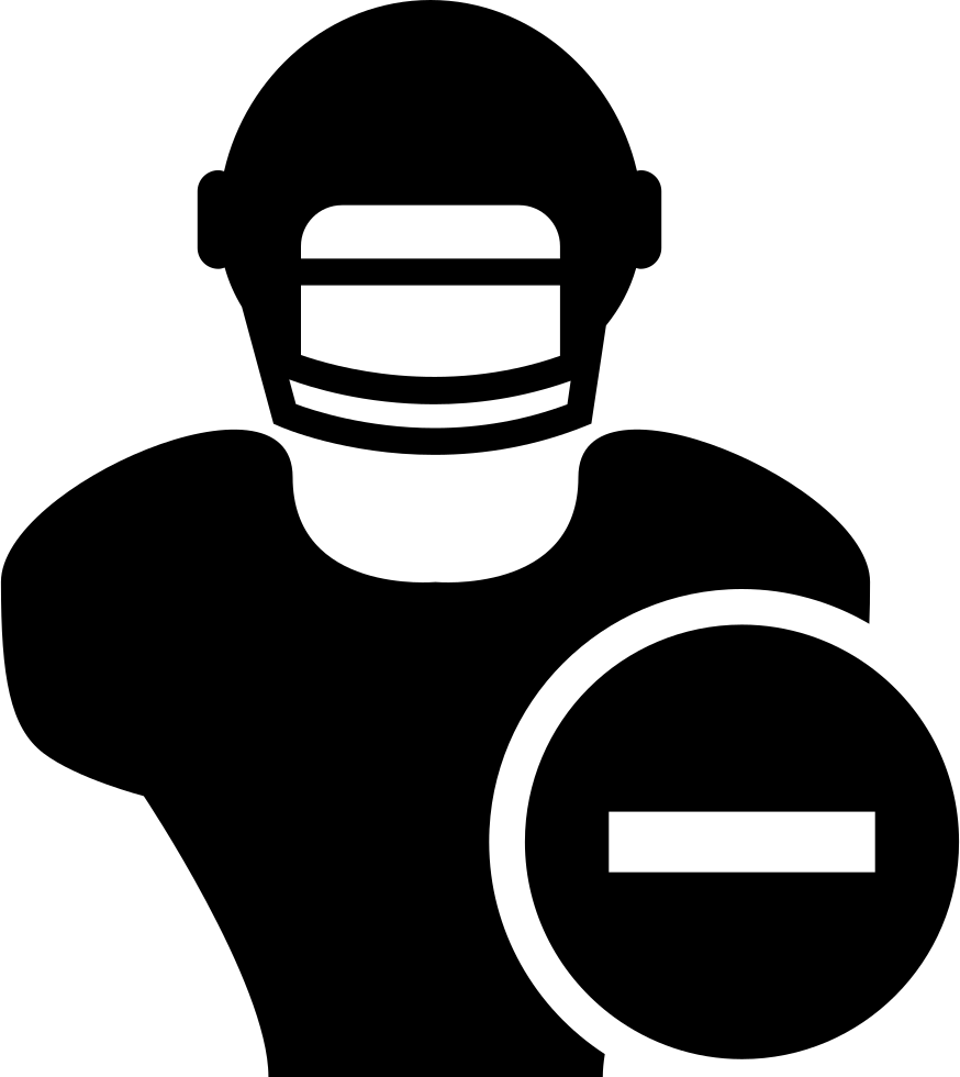 Rugby Player With Helmet And Minus Sign Comments (874x980), Png Download