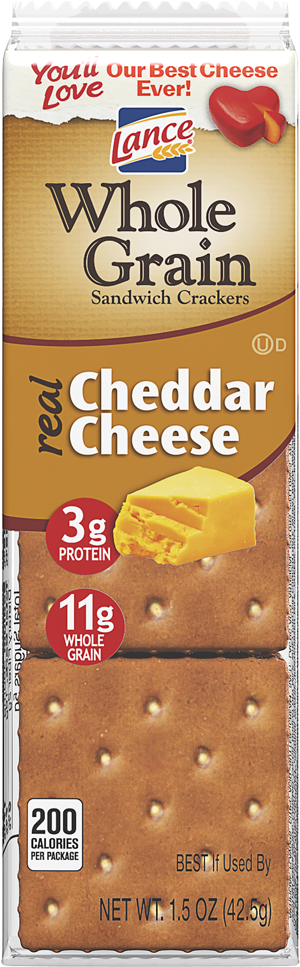 Lance Whole Grain Cheddar Cheese Sandwiches Cracker, (2000x2000), Png Download