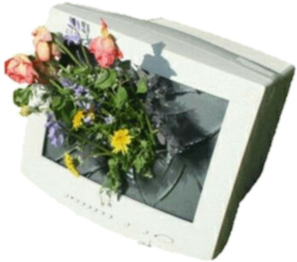 Aesthetic Tv Technology 90s Flowers White (1024x1016), Png Download