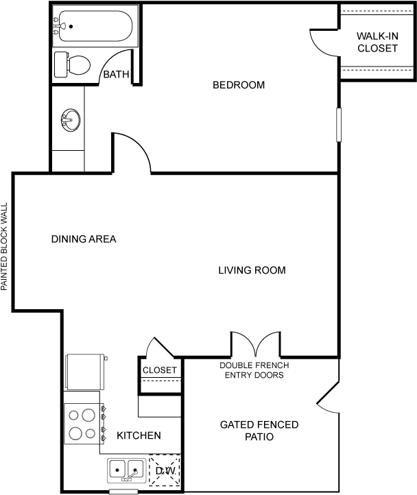 1 Bed 1 Bath C (750x750), Png Download