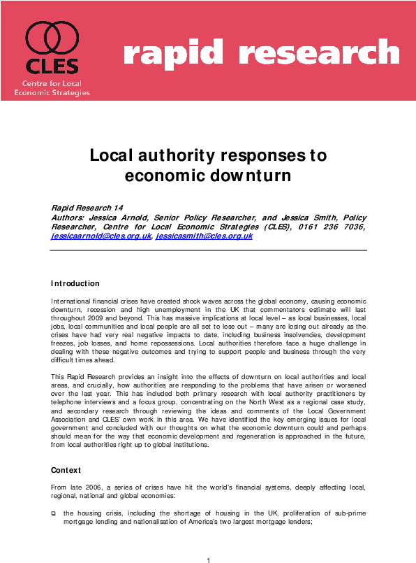 Local Authority Responses To Economic Downturn (595x842), Png Download