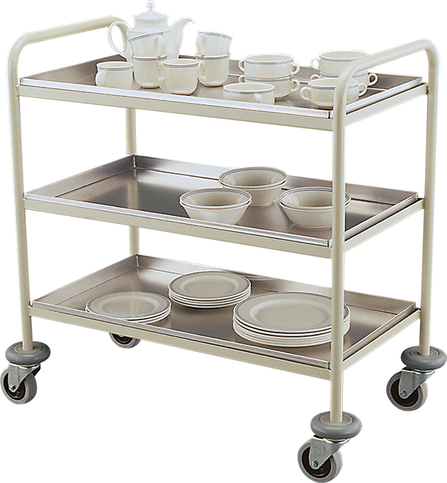 Catering Trolley With 3 Aluminium Shelves (648x700), Png Download