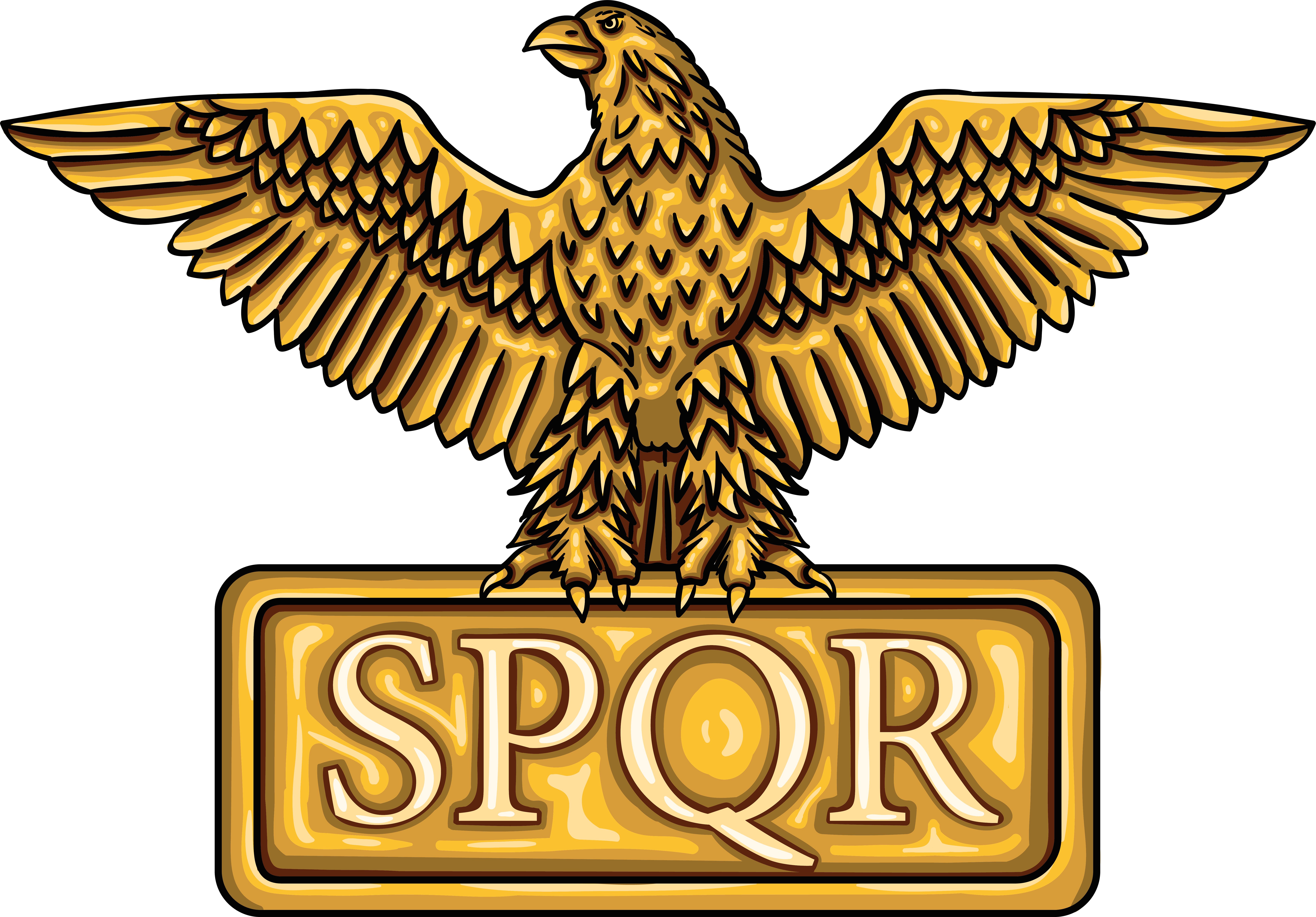 Golden Emblem Of Roman Empire Spqr With Eagle (7632x5320), Png Download