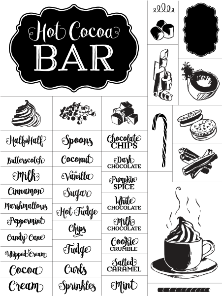 Hot Cocoa Bar Marshmallows Sprinkles Cream Milk Mint (600x600), Png Download