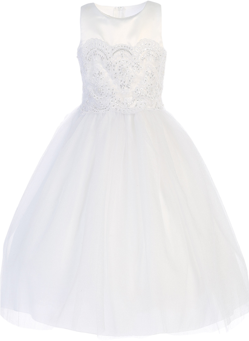 Embroidered Lace Applique & White Glitter Tulle Overlay (800x1200), Png Download