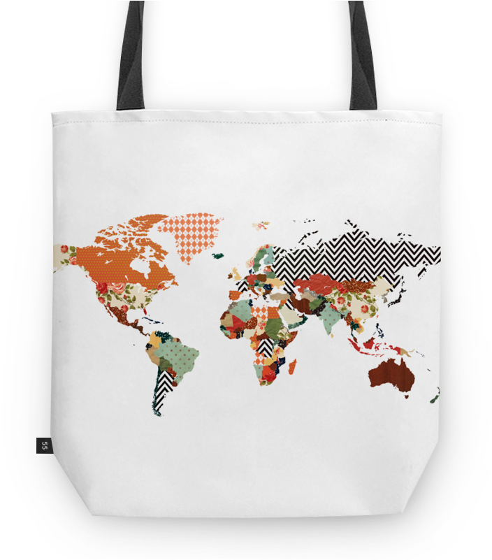 Bolsa Mapa Mundi De Juliana Zimmermannna - World Map Outline Colored (800x800), Png Download